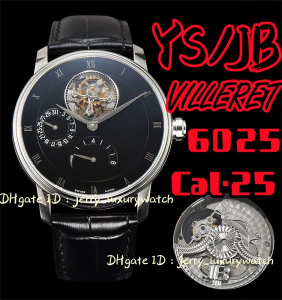 

ys / jb villeret 6025 real tourbillon men's luxury watch watch, cal.25 mechanical movement: date display, power reserve display, 42.5mm, Slivery;brown