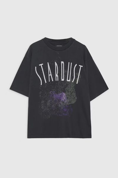 

anine bing women desginer fashion classic t shirt ab women washed black casual letter print short sleeve t-shirt, White