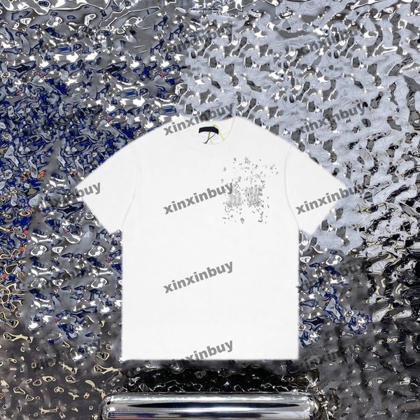 

xinxinbuy men designer tee t shirt 23ss letter pattern print short sleeve cotton women black white s-2xl, Black;brown