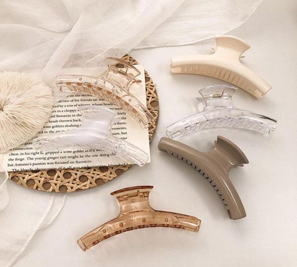 

beige khaki clear transparent hair claws arc shaped geometric hair crab clamps korean women girls barrettes catch clips grippers7544291, Slivery;white