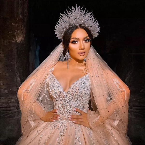 

ts-0273-a bridal headwear, crown earrings, luxurious white crystal crown, fashionable beaded crown, personalized runway show headwear, Silver
