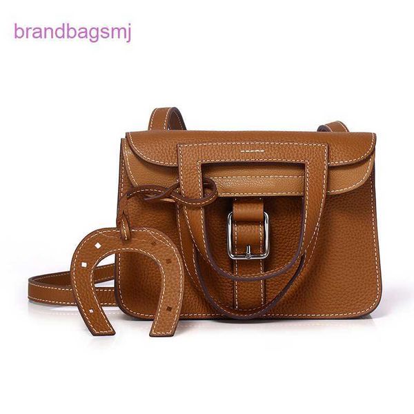 

original designer handbags hermm horseshoe bag tote women's single-shoulder oblique straddle hand-held layer cowhide litchi pattern 202