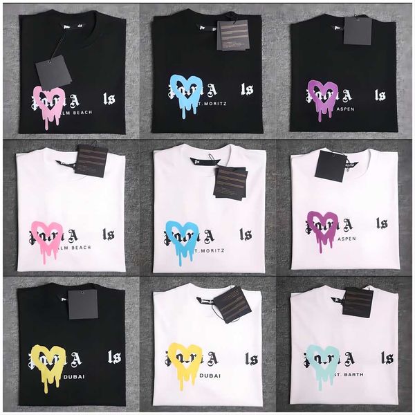 

2023 summer mens palm t shirt graffiti t-shirt palms palmangel city designer limited inkjet graffiti letter printing men's women's, White;black