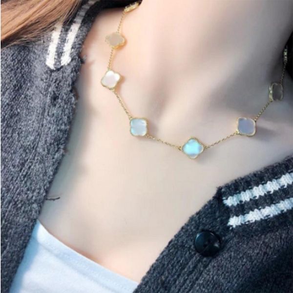 

van clover necklace luxury necklace fashion classic 18k rose gold silver plated 10 diamonds agate pendant for womens wedding engagement jewe