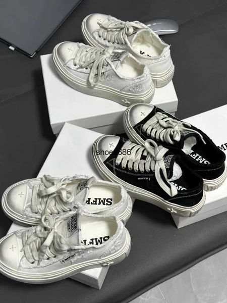 

beggar shoes smfk women's thick sole matsutake heightened couple small white shoes versatile breathable canvas shoes made of old dirty, Black