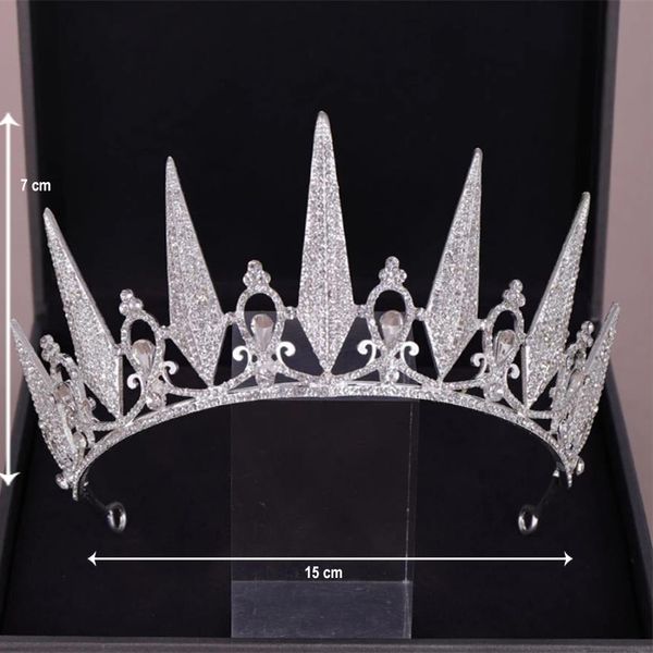 

baroque crown cross border diamond crown wedding hair accessories wedding dress accessories european birthday headwear crown ts-0008, Silver