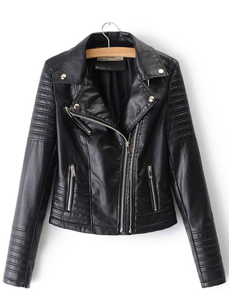 

jackets fitaylor women motorcycle faux leather jackets ladies streetwear black coat long sleeve autumn biker zippers outwear, Black;brown