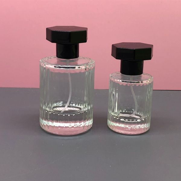 

50pcs 30ml 50ml premium perfume bottle hexagonal vertical stripe delicate cosmetics spray perfume separate glass bottle