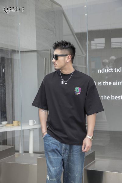 

100% cotton 2023 men's crewneck city boy printed shirt, White;black