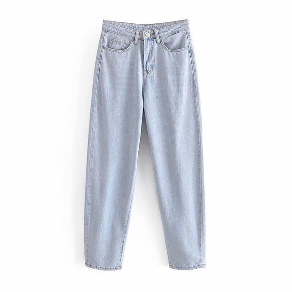 

jeans wixra women streetwear denim pants ladies boyfriend casual high waist light blue pockets loose jeans autumn spring