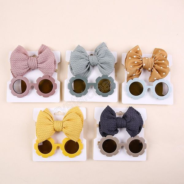 

flower round kids sunglasses for boy girls toddler lovely baby and headband sun protection eyewear, Slivery;white