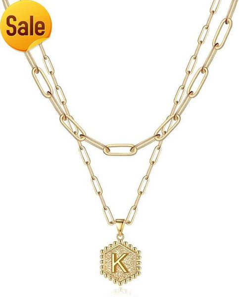 

womense xquisitel ayeredi nitialn ecklace14 kgo ldpl atedpa percl ipch ainne cklacesim pleand lov elyhex agonallet terpen dantini tialnec kc, Golden;silver