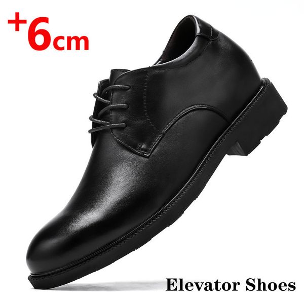 

business dress leather shoes men elevator shoes height increase insole 6-7cm british office black fashion leisure wedding shoes