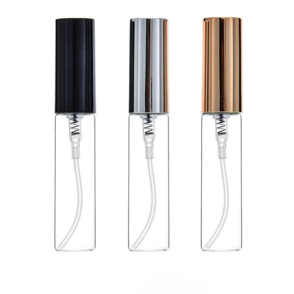 

1000pcs/lot 5ml perfume tester vials clear empty perfume samples bottles with gold black silver lids