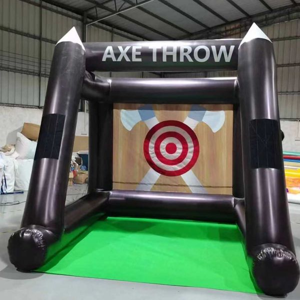 

3x3m inflatable flying axe throwing interactive game/giant 3d inflatable throwing axe carnival game for sale with axes and blower ship