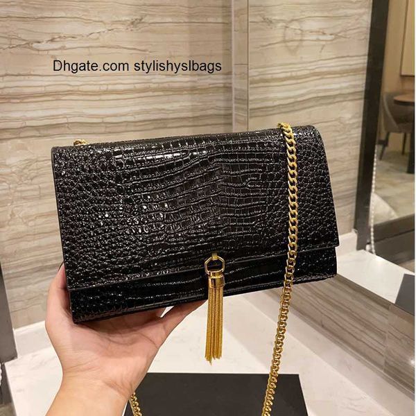 

shoulder bags chain crossbody bag women handbag purse alligator design shoulder bags genuine leather fashion letter golden hardware flap han