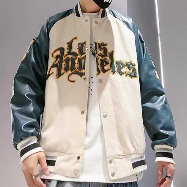 

men's jackets 2021 new letter stitching jacket coat men's hiphop trend fried street fashion brand baseball uniform couple casual, Black;brown