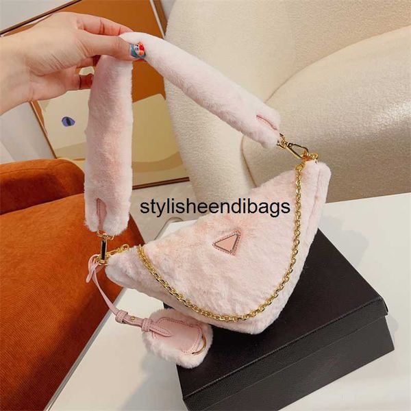 

stylisheendibags shoulder bags fluffy hobo bag triangle shoulder bag handbag for women crossbody bags 26cm luxury lady winter designer bags