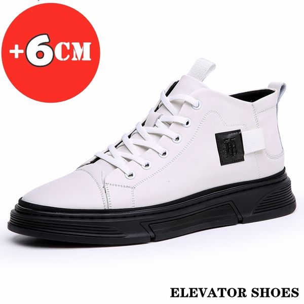 

spring men designers cow leather casual loafers height increase mens sneaker daily moccasins elevator shoes for man insole 6cm, Black