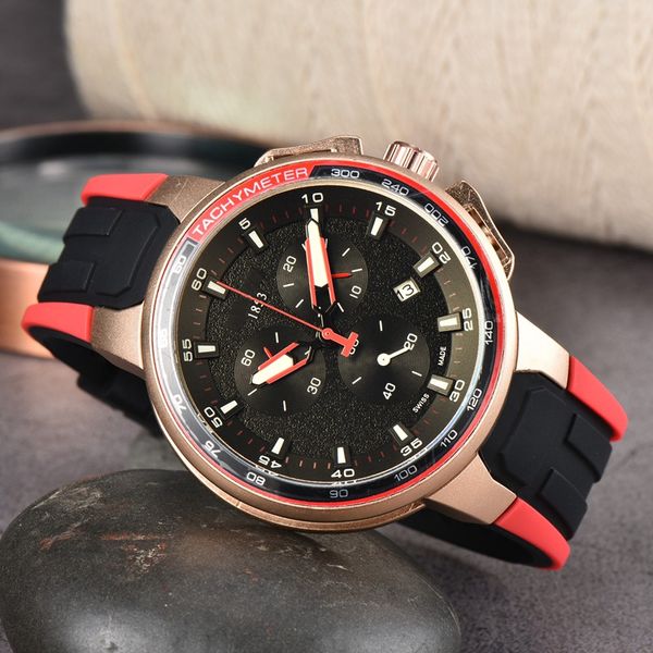 

wristwatches for men 2023 new mens watches six stitches all dial work quartz watch tis 1853 luxury brand chronograph clock rubber belt fashi, Slivery;brown