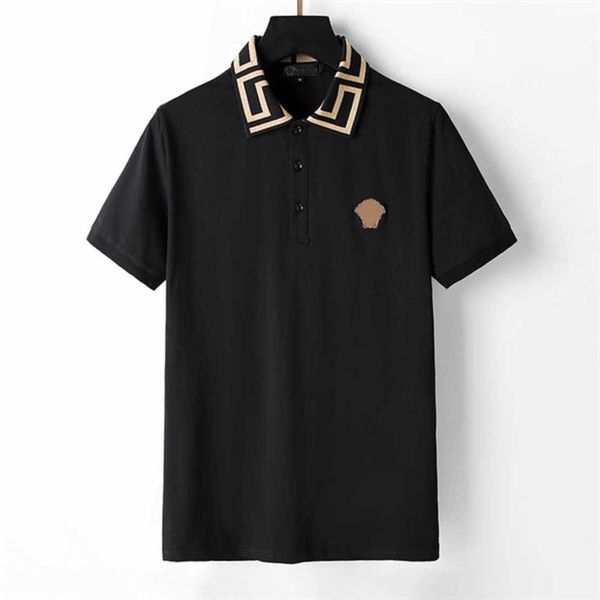 

collar designer fashion business clothing polo hugos embroidered vercace details short sleeve polo versage shirt mens multicolor multicolors, White;black
