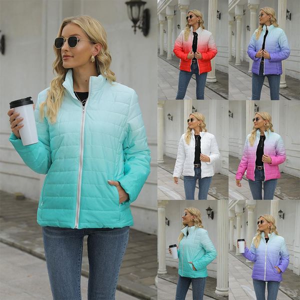 

leather winter fashion gradient zipper pocket jacket female coat casual stand collar long sleeve warm jackets women slim white 2xl, Black