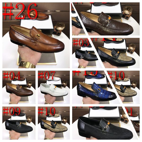 

classic crocodile pattern business flats shoes mens luxury designer formal dress leather shoes men's loafers christmas party shoes, Black