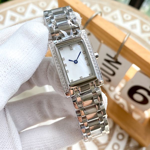 

luxury womens watch encrusted diamond british movement 33x22mm watch boutique stainless steel wrist strap fritillary face small three needle, Slivery;brown