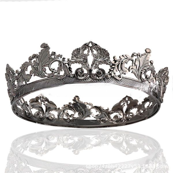

ts-0315-a european and american men's kings, crowns, headdresses, queen guns, black vintage palace crowns, performance props, unisex, Silver