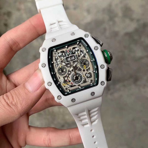 

richa milles mechanical watch leisure ceramic mens fully automatic multifunctional atmosphere sports fashion personality trend jun, Slivery;black