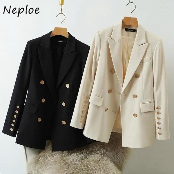 

pants neploe elegant doublebreasted 2022 spring new blazers women long sleeve notched collar coats woman office lady blazer jackets, White