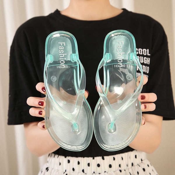 

slippers summer beach flat transparent clip toe flip flops women shoes female casual nonslip light slippers ladies slides footwear j230502, Black