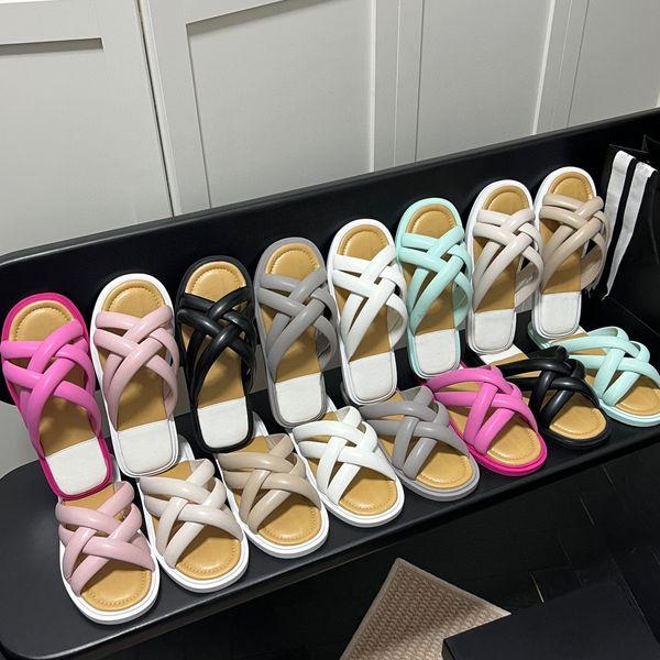 

designer c bread slippers men & woman size 35-40 thick bottom flat cross slides pillow comfort lady sandals bubble shoes high heel slippers, Black