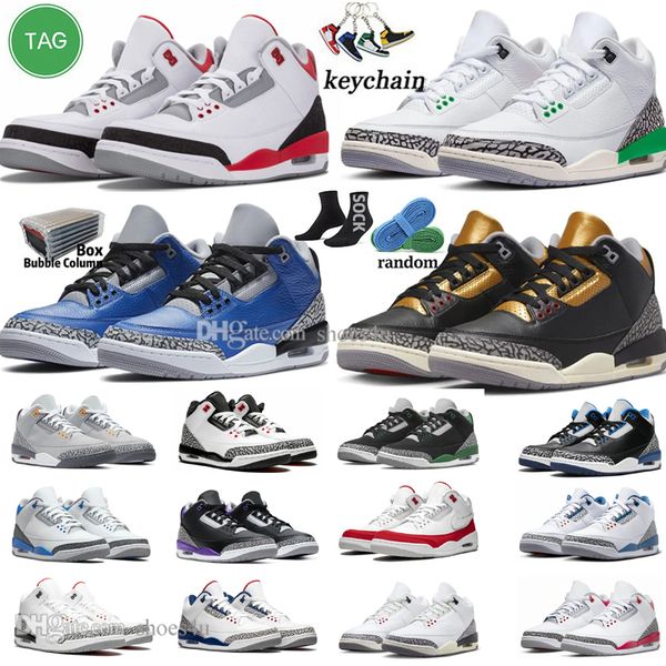 

3 basketball shoes for men women 3s lucky green pine black white cement reimagined true racer blue fire red georgetown unc tinker mens women