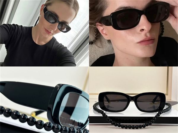 

fashion designer brand woman sunglasses luxury vintage ladies shades rectangle frame pop simple style with ear chain uv 400 protective glass, White;black