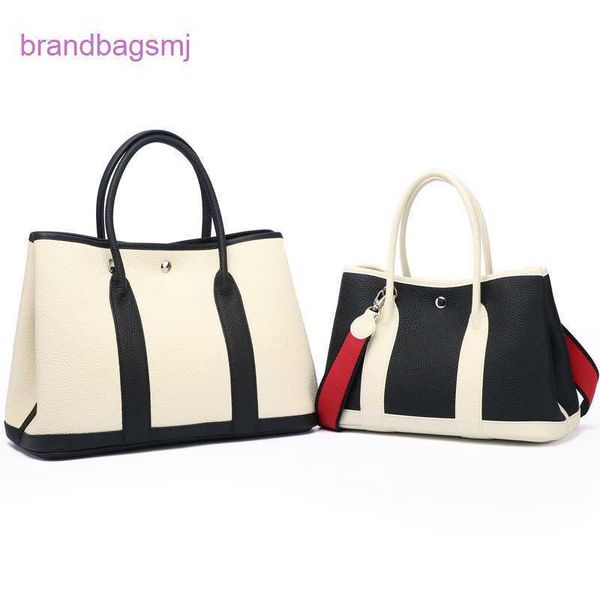 

original designer handbags hermm fashion leather women's bag color contrast garden handheld one shoulder crossbody cow - full