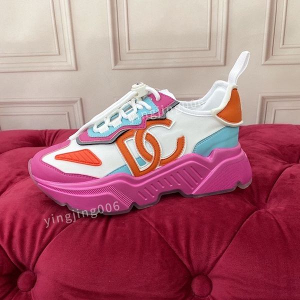 

2023new womens designer casual shoes leather lace-up sneaker brand flat running trainers letters womens gym sneakers, Black