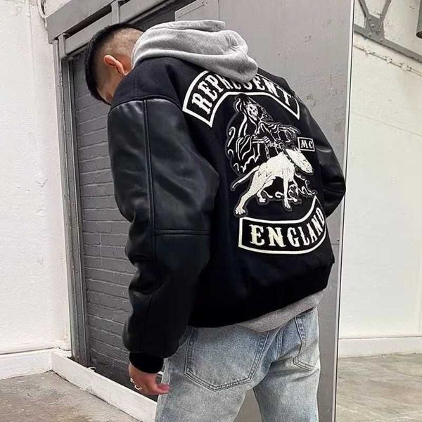 

men's jackets letter print bomber jackets streetwear motorcycle racing jacket pu leather clothes spring couples hip hop vintage basebal, Black;brown