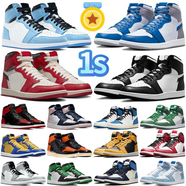 

bicycle shoes with box 1 basketball shoes for men women jumpman 1s mens trainers lucky green chicago lost and found university blue