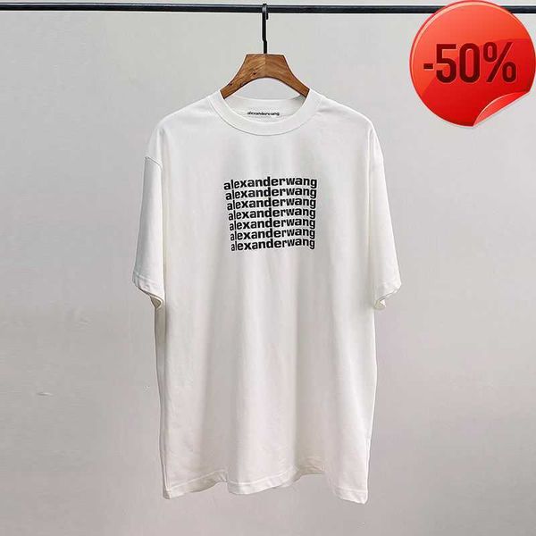 

t shirt for women alexander chest letter new york limited short sleeve loose couple t-shirt 1 1apm, White