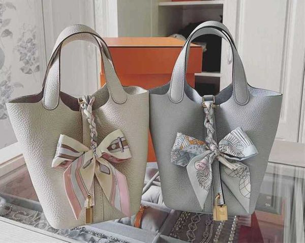 

totes bag bags line leather herms totes real picotin wax designer basket locks cow leather bucket lychee elephant gray handbag femal shoulde
