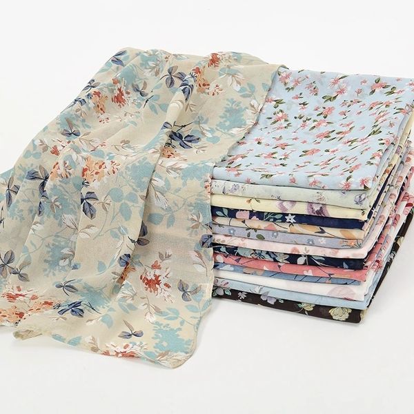

floral printed bubble chiffon hijab scarves for women muslim hijab shawls headscarf wraps foulard stole headband femme bufandas, Blue;gray