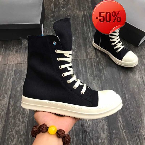 

ro man high shoes women canvas sneakers black lace up boots 35-44