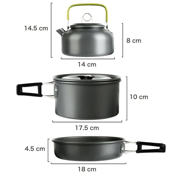 

2-3 person pots frying pan kettle cookware cooking set for picnic hiking camping