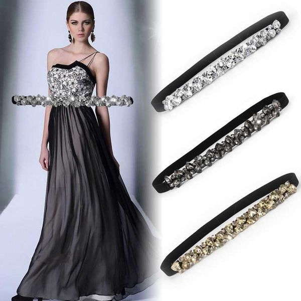 

other fashion accessories fashion crystal belts for women elastic black gold waist belts rhinestone luxury ladies woman belts for dress acce, Silver