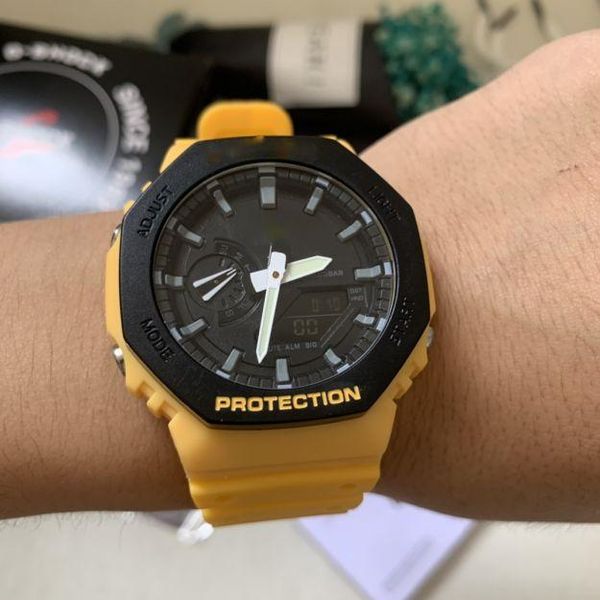 

2100 outdoor sport watch men simple colorful led display watches waterproof shock resistant dual display digital watch reloj, Slivery;brown