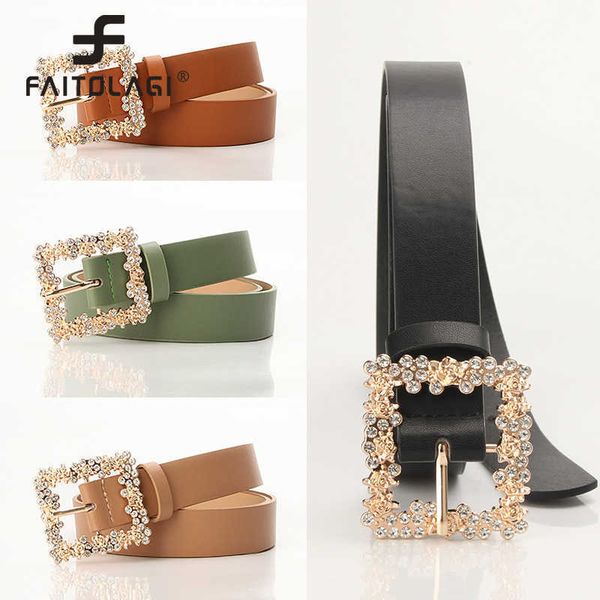 

other fashion accessories new square pin buckle woman belt luxury design band shiny rhinestone width belts chic female vintage trouser jeans, Silver