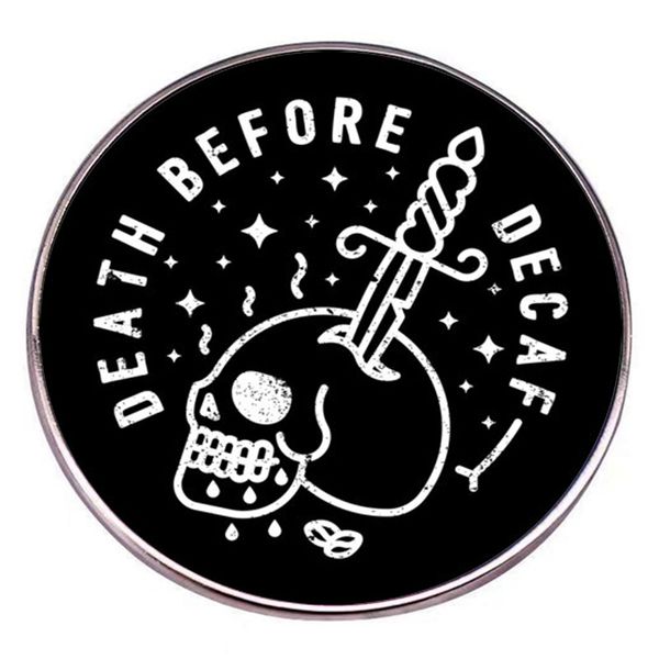 

death before decaf brooch cute anime movies games hard enamel pins collect metal cartoon brooch backpack hat bag collar lapel badge, Blue