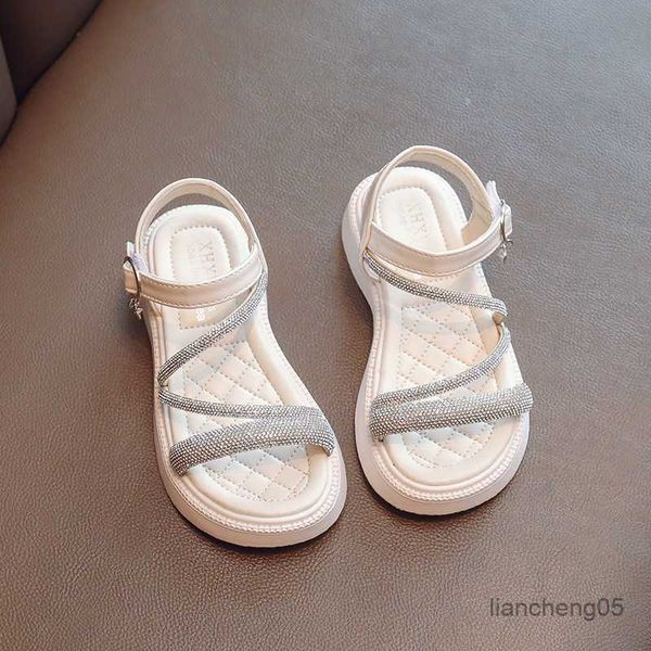 

sandals girls sandals 2023 summer new children's sandals female dent soft soled rhinestone open toe princess shoes baby kids sandals, Black;red