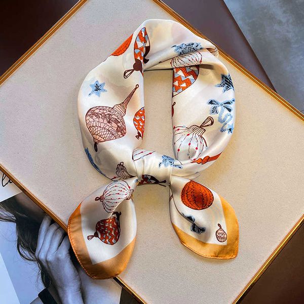 

scarves new fashion silk hairbands scarf women print elagant floral bandana neck kerchief female head bands foulard 2022 spring j230502, Blue;gray